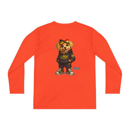 Youth Long Sleeve Tee — Trendy Bear Graphic "Black Excellence"
