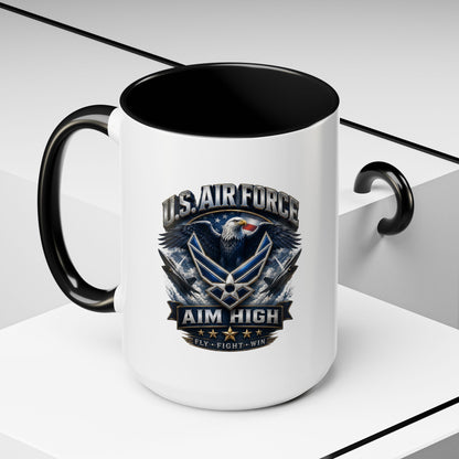 U.S. Air Force Accent Coffee Mug — Aim High Eagle Design (11/15 oz)