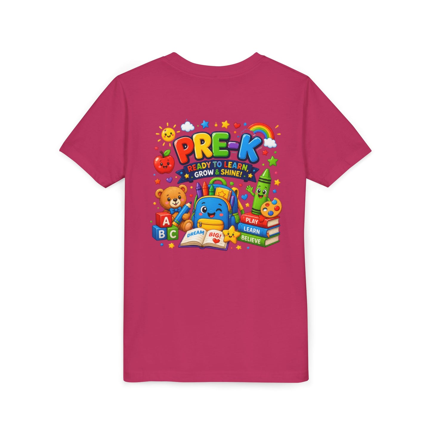 Pre-K Ready To Learn Kids T-Shirt — Colorful Preschool Back-to-School Tee