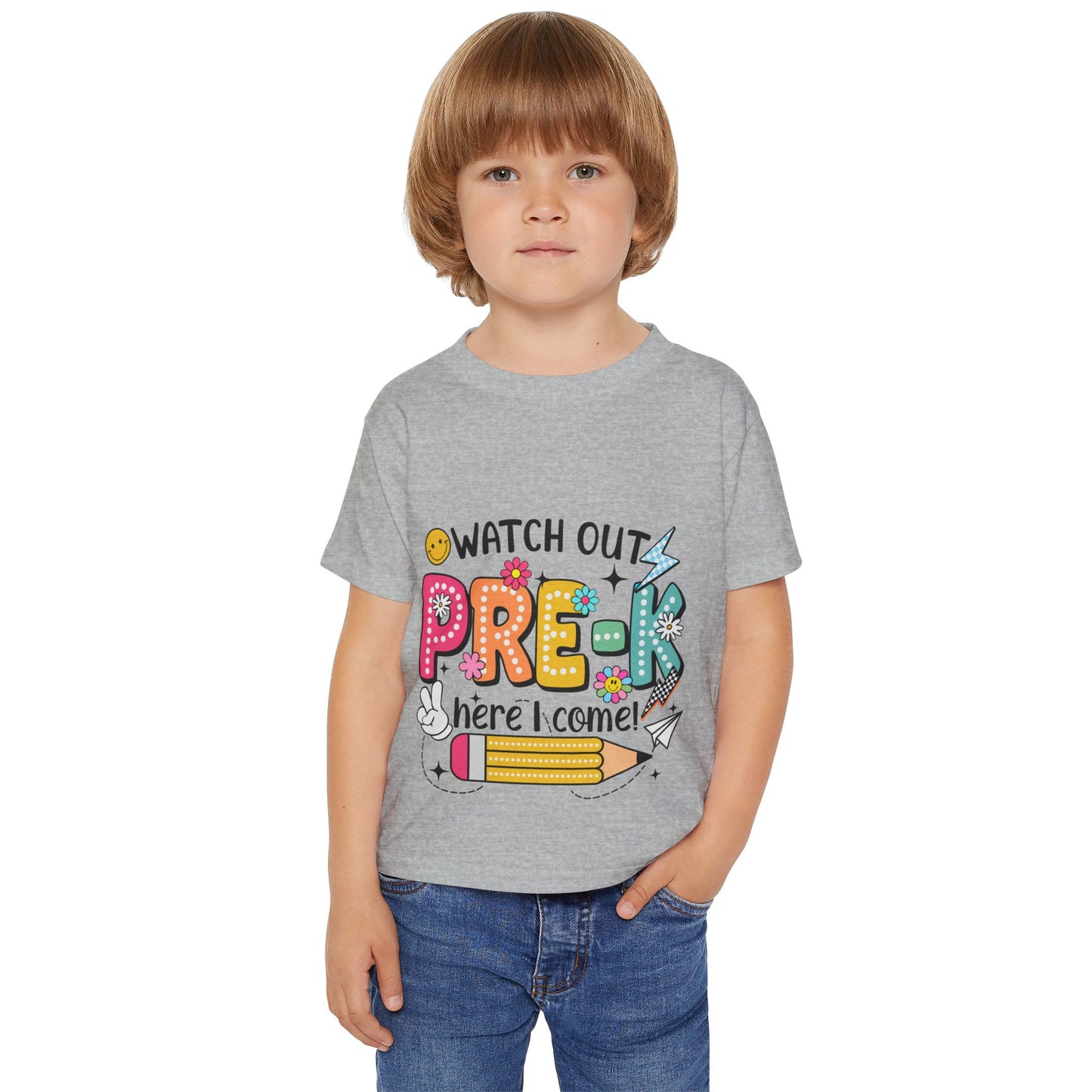 Toddler T-Shirt — "Watch Out Pre-K Here I Come!" Back-to-School Graphic Tee