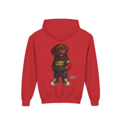 Youth Hoodie - Cute Rottweiler Puppy 'Black History' Graphic Sweatshirt for Kids