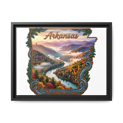 Arkansas Scenic State Map Canvas — "The Natural State" Framed Wall Art