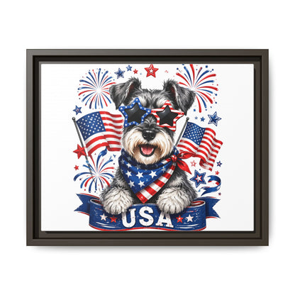 USA Patriotic Schnauzer Canvas Print — 4th of July Wall Art