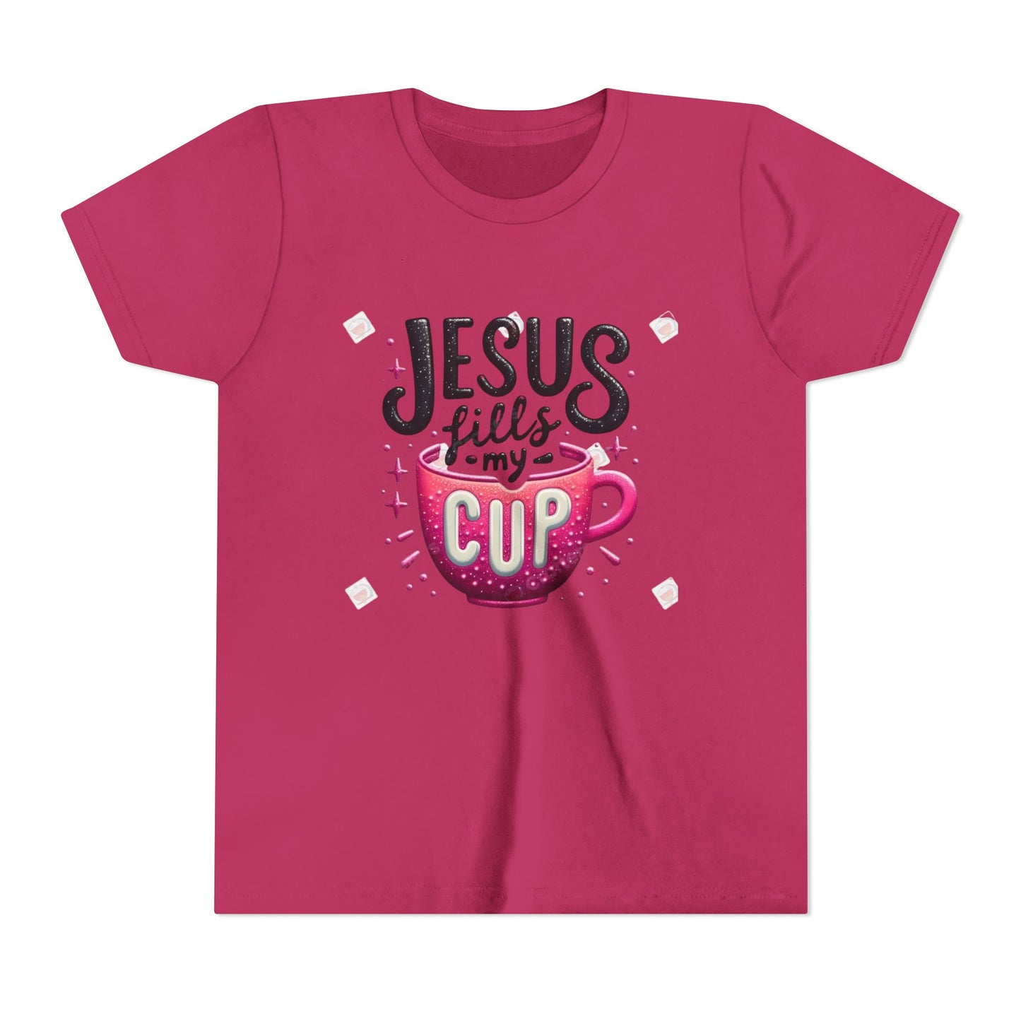 Jesus Fills My Cup Youth Tee — Christian Faith Kids Shirt