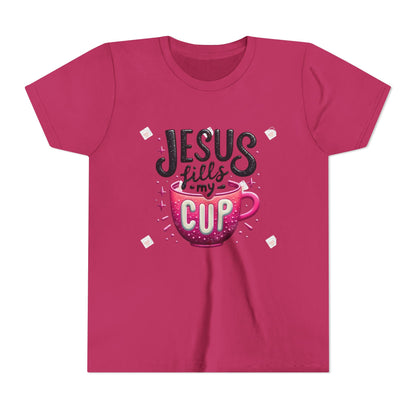 Jesus Fills My Cup Youth Tee — Christian Faith Kids Shirt