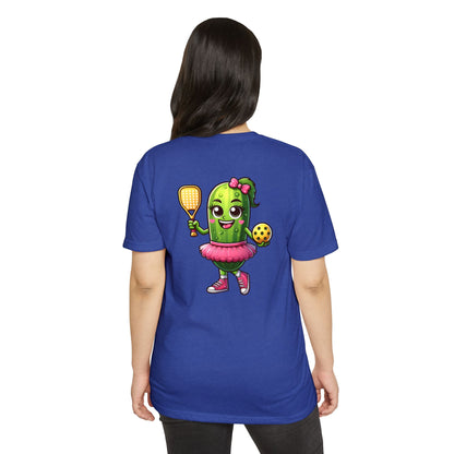 Pickle Paddleball T-Shirt — Cute Pickle Character in Tutu with Paddle & Ball