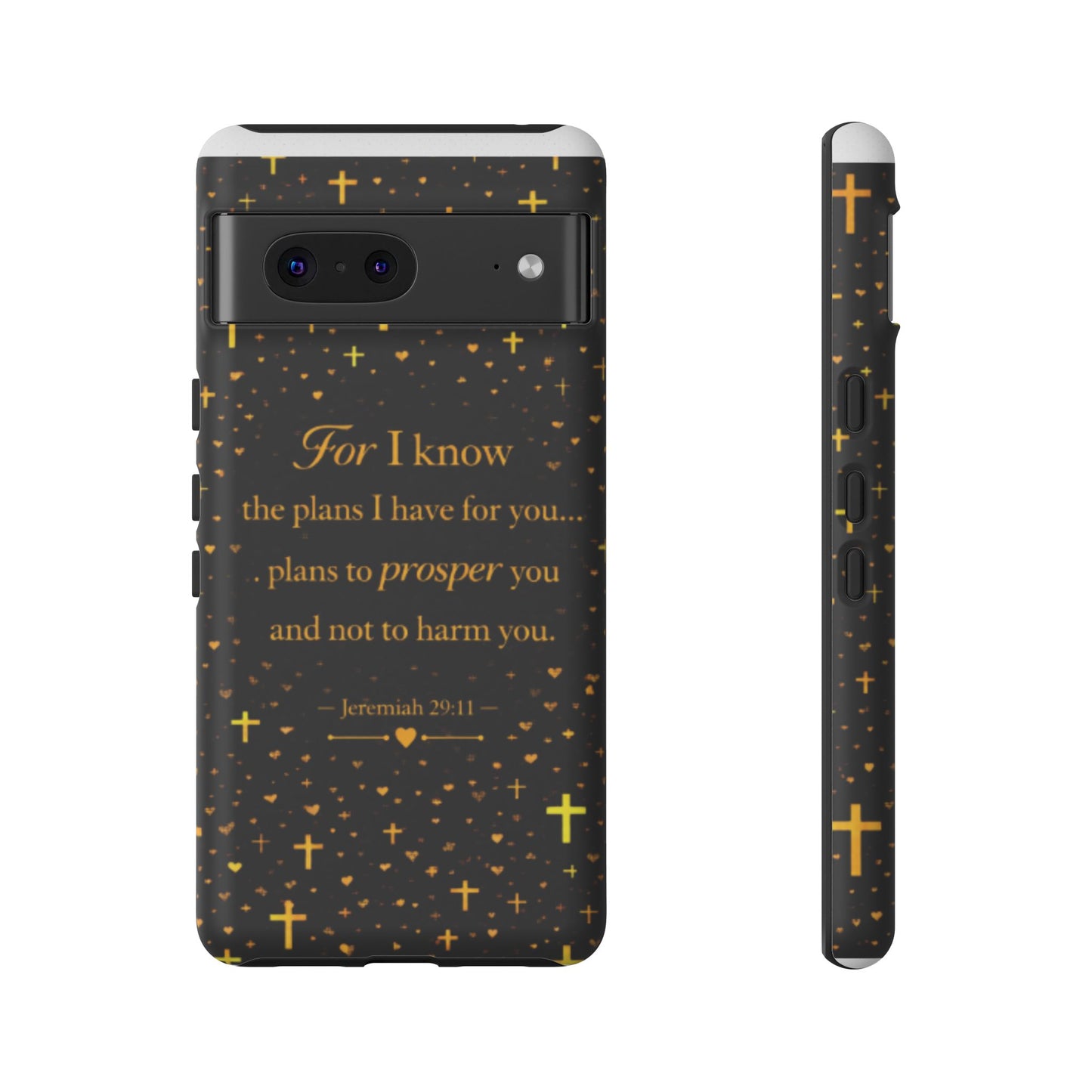 Phone Case — "For I Know" Jeremiah 29:11 Gold Cross Christian Tough Case