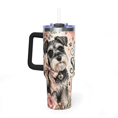 Miniature Schnauzer Mama 40oz Vacuum Tumbler — Insulated Travel Mug with Handle