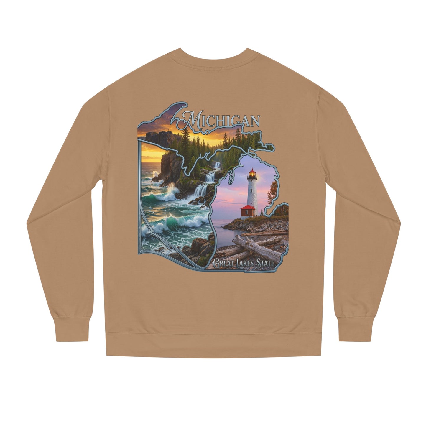Michigan Lakes State Sweatshirt — Lighthouse & Great Lakes Scenic Pullover
