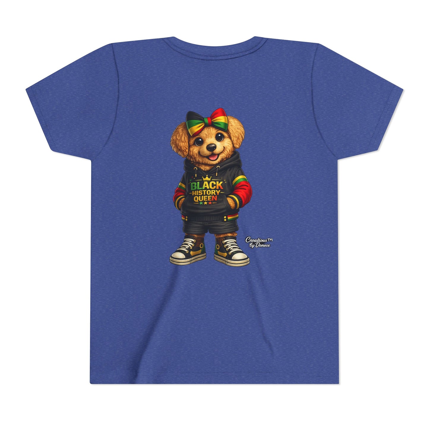 Youth Tee — Black History Queen Bear Graphic T-Shirt