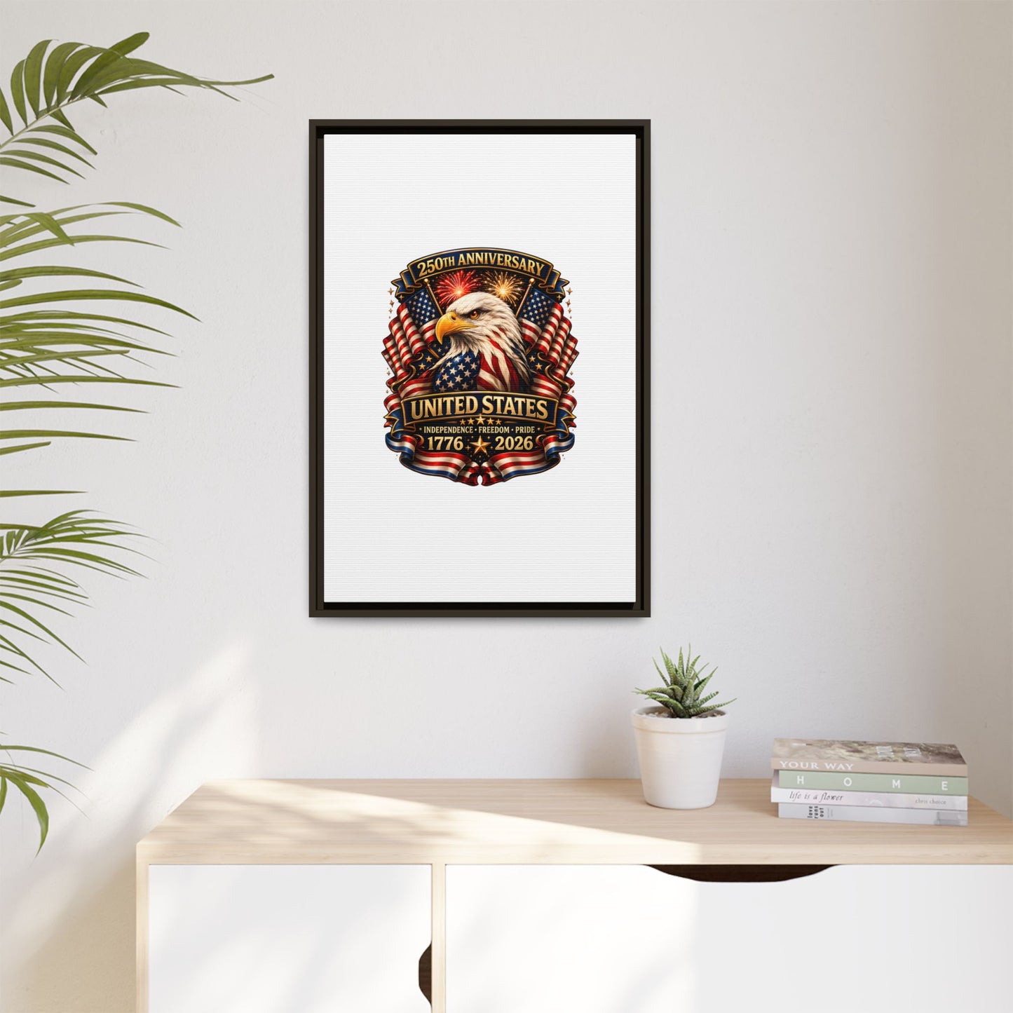 Patriotic Eagle 250th Anniversary Framed Canvas Print — United States 1776–2026