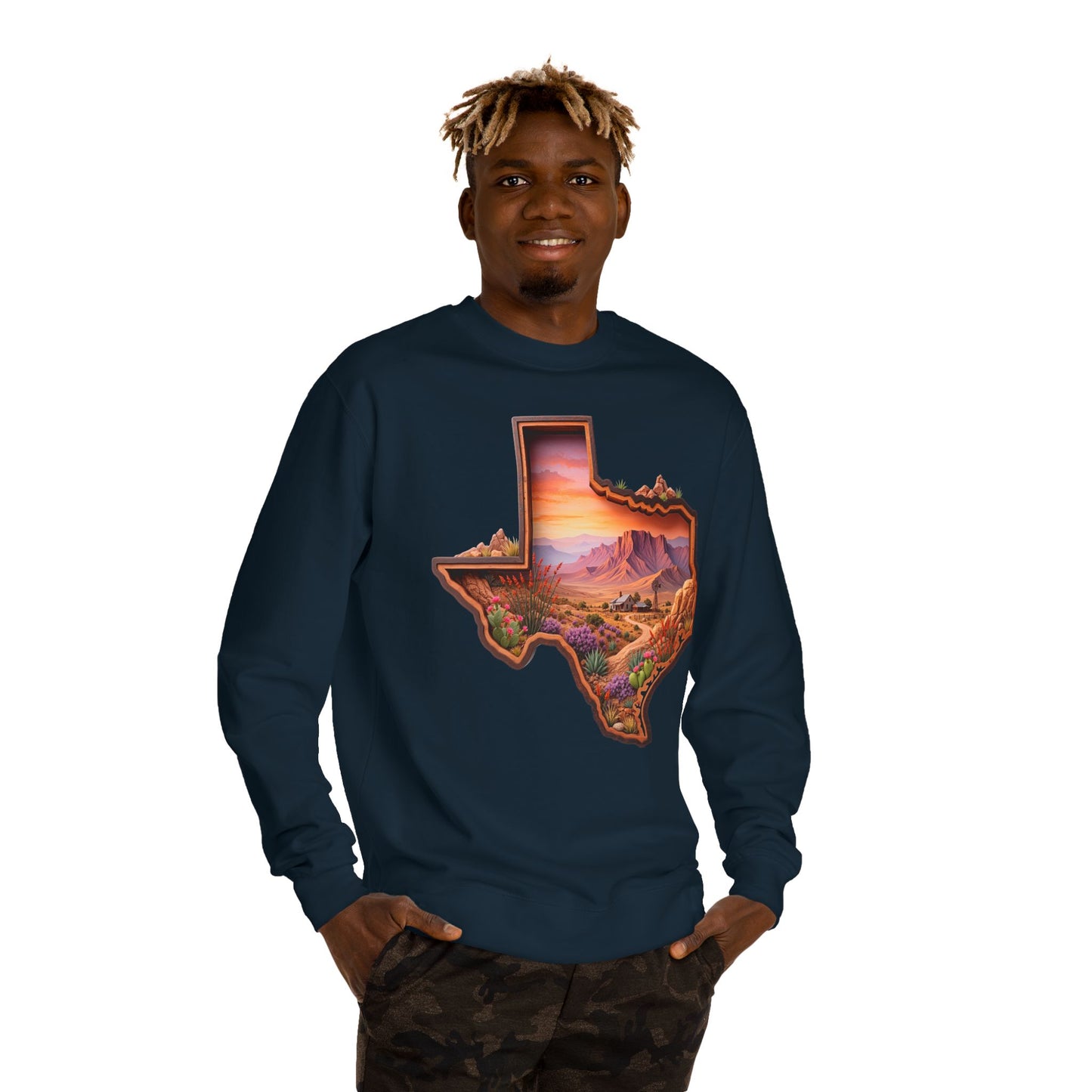 Texas Sunset Crewneck Sweatshirt — Scenic Lone Star State Landscape