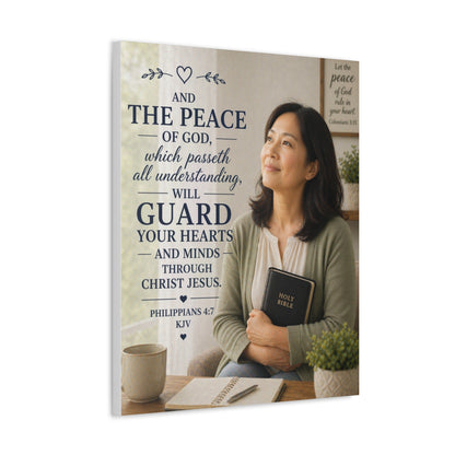 Peace of God Canvas Wall Art — Philippians 4:7 Scripture Print