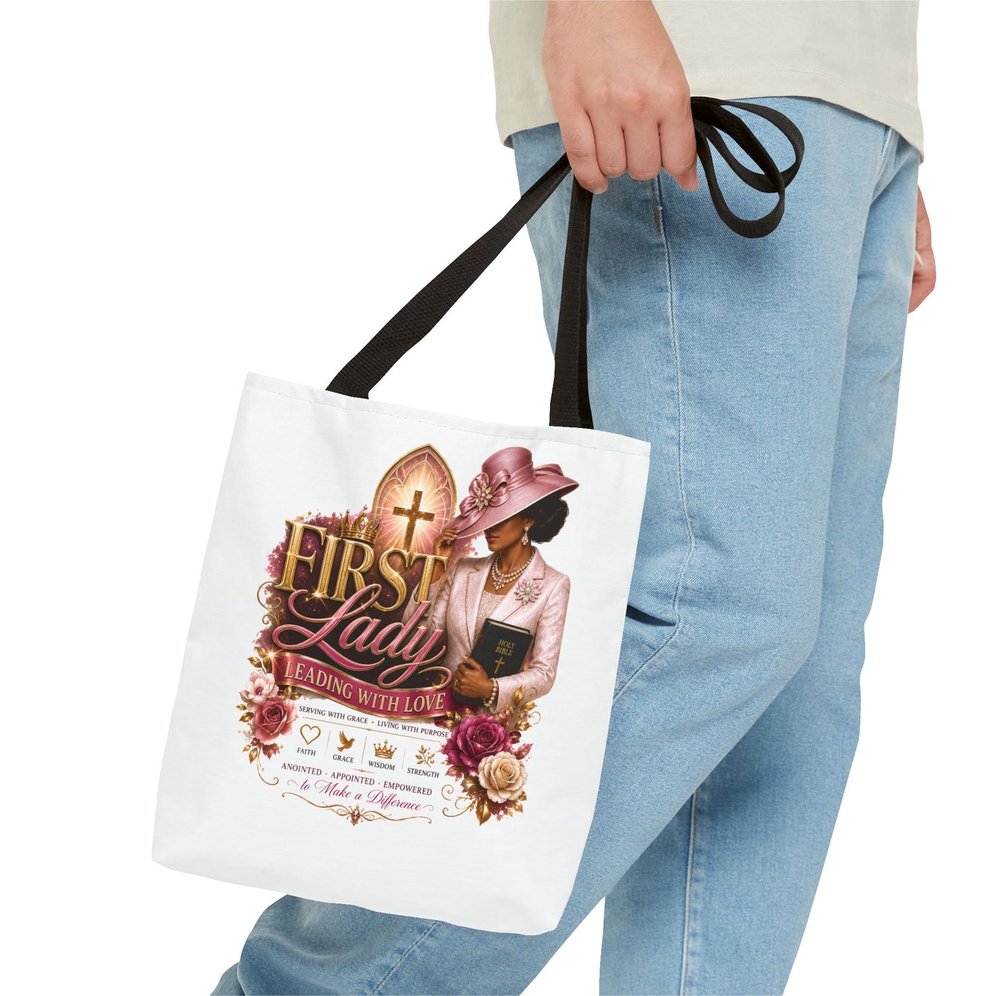 First Lady Tote Bag — Faithful Church Lady Floral Churchgoing Purse