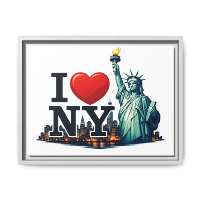 I Love NY Statue of Liberty Matte Framed Canvas