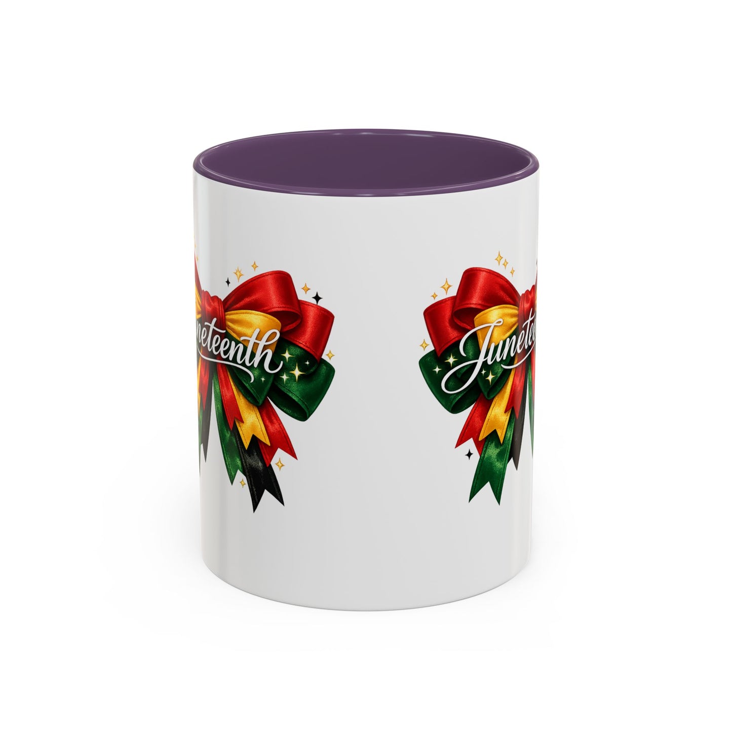 Juneteenth Ribbon Coffee Mug — Black/Red/Green Celebration Accent Mug