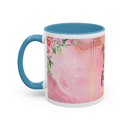 Mother’s Love Accent Coffee Mug — “A Mother's Love is the Heart of the Family” (Pink Floral, 11/15oz)