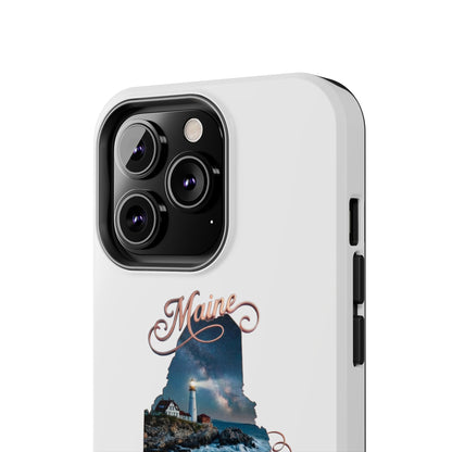 Maine Lighthouse Tough Phone Case — "Can't Get There From Here" State Silhouette