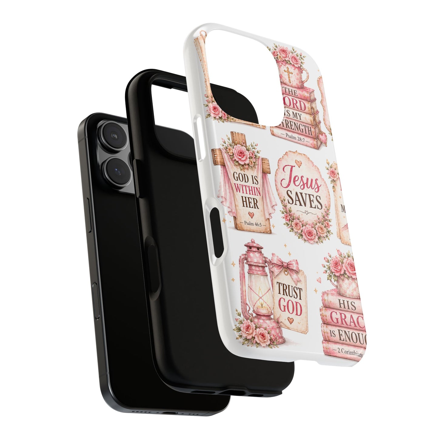 Faith Phone Case — 'Jesus Saves' Floral Christian Scripture iPhone Case
