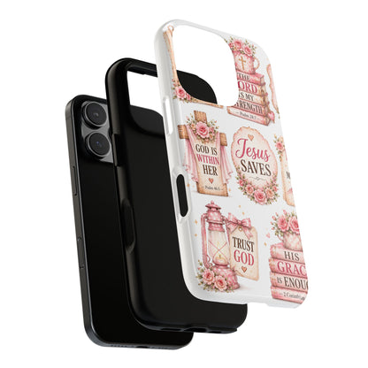 Faith Phone Case — 'Jesus Saves' Floral Christian Scripture iPhone Case