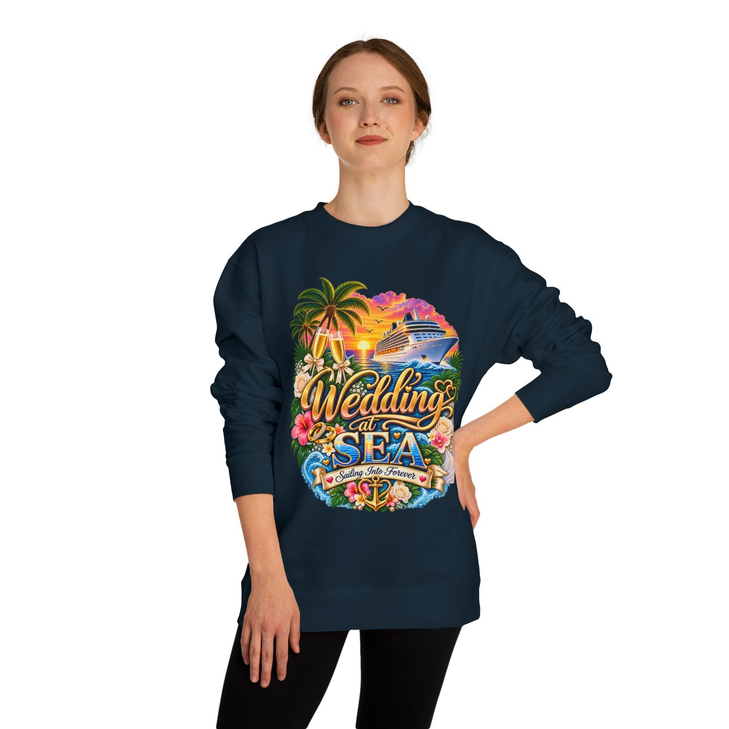 Cruise Wedding Sweatshirt — "Wedding at Sea" Tropical Cruise Crewneck