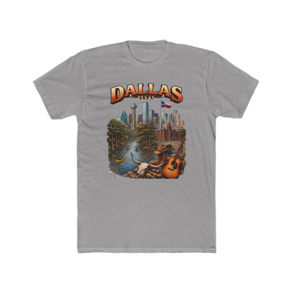 Dallas Skyline Graphic Tee — Retro Cityscape with Guitar