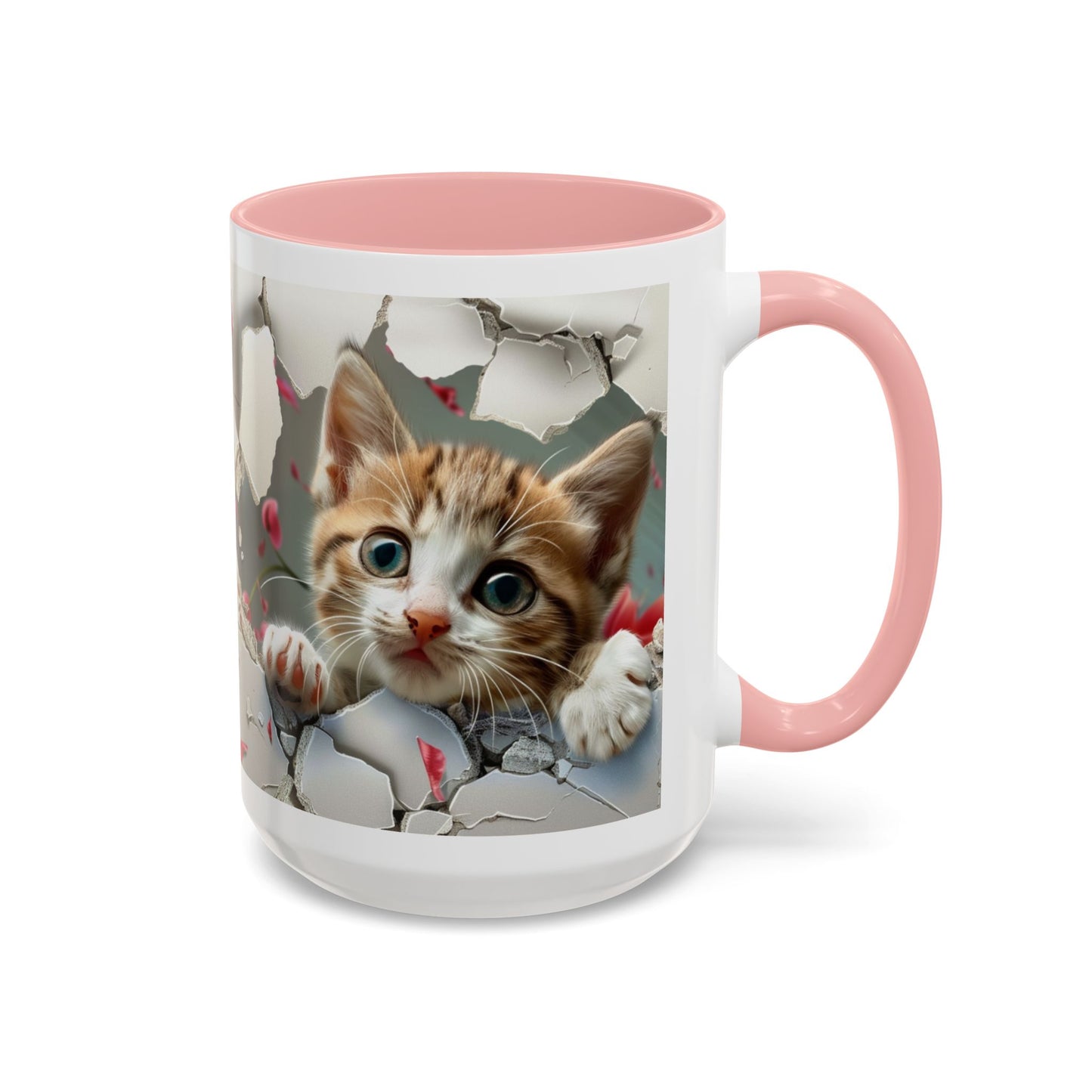 Kitten Peek Accent Coffee Mug — Cute Cat Peekhole Design (11/15 oz)