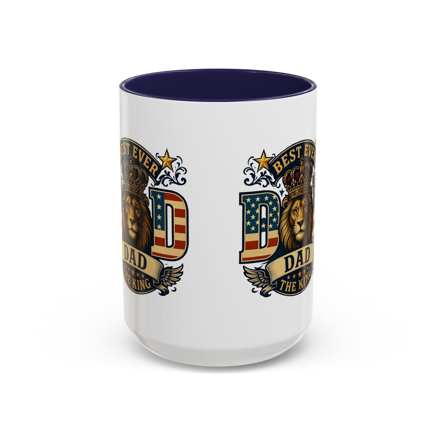 Best Ever Dad Coffee Mug — 'Dad the King' Lion Accent Mug (11/15oz)