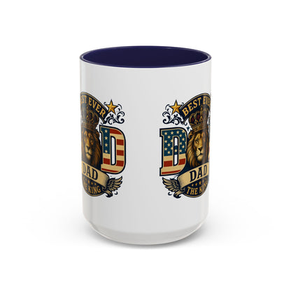 Best Ever Dad Coffee Mug — 'Dad the King' Lion Accent Mug (11/15oz)