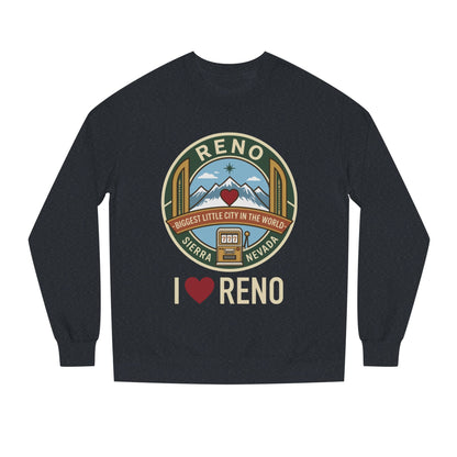 I  Reno Sweatshirt — Vintage Reno Nevada Mountain Badge Crewneck