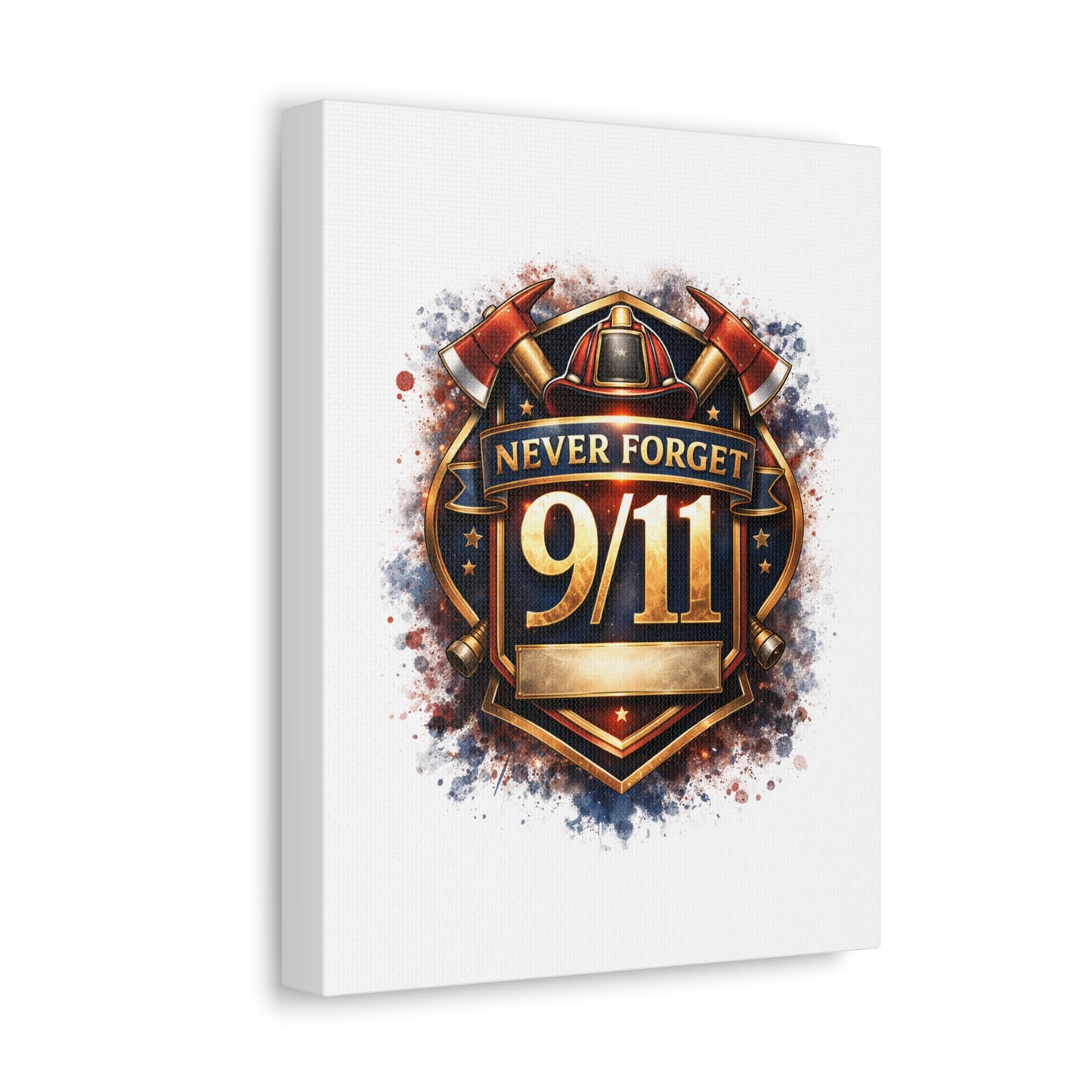 9/11 Never Forget Canvas Print — Firefighter Tribute Stretched Wall Art