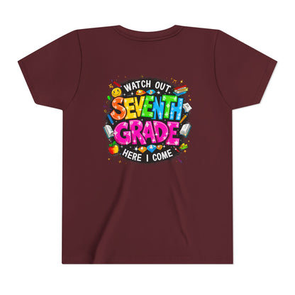 Seventh Grade Kids T-Shirt – “Watch Out Seventh Grade Here I Come” Back-to-School Tee