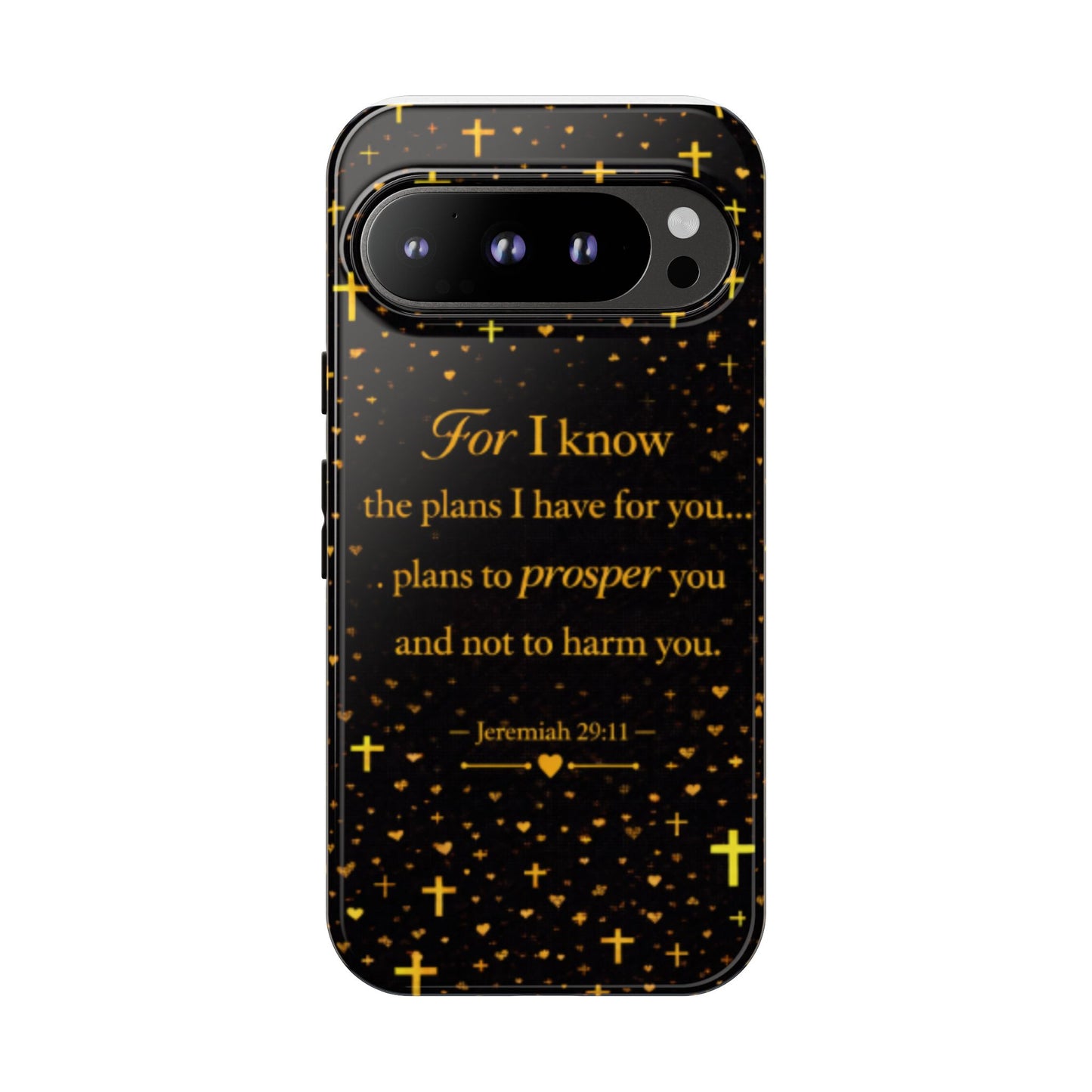 Phone Case — "For I Know" Jeremiah 29:11 Gold Cross Christian Tough Case