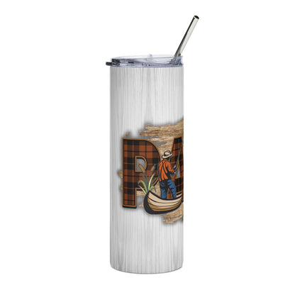 Fishing Dad 20oz Stainless Steel Tumbler – Plaid ‘Dad’ Outdoor Camper Design