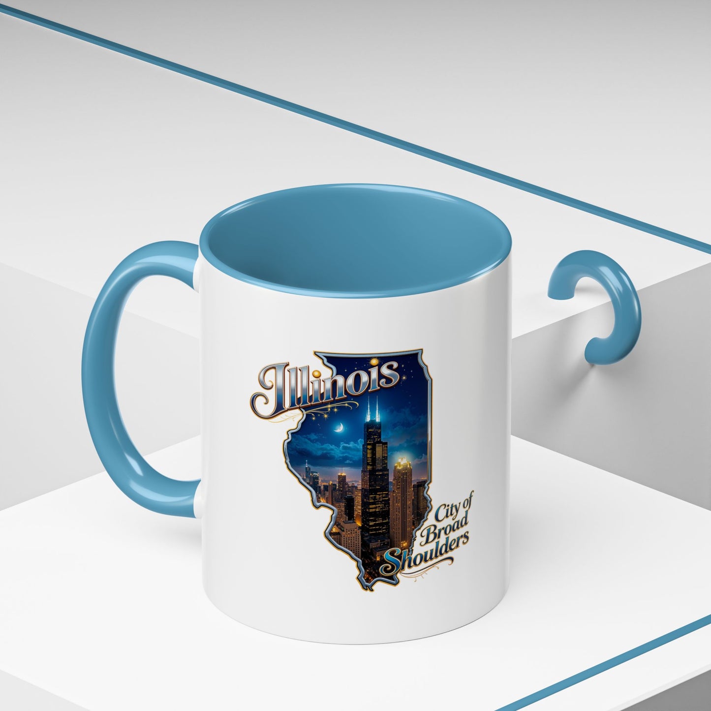 Illinois Skyline Accent Coffee Mug – City of Broad Shoulders Chicago Design (11/15oz)