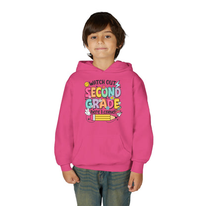 Second Grade Hoodie - "Watch Out Second Grade Here I Come" Back-to-School Kids Sweatshirt