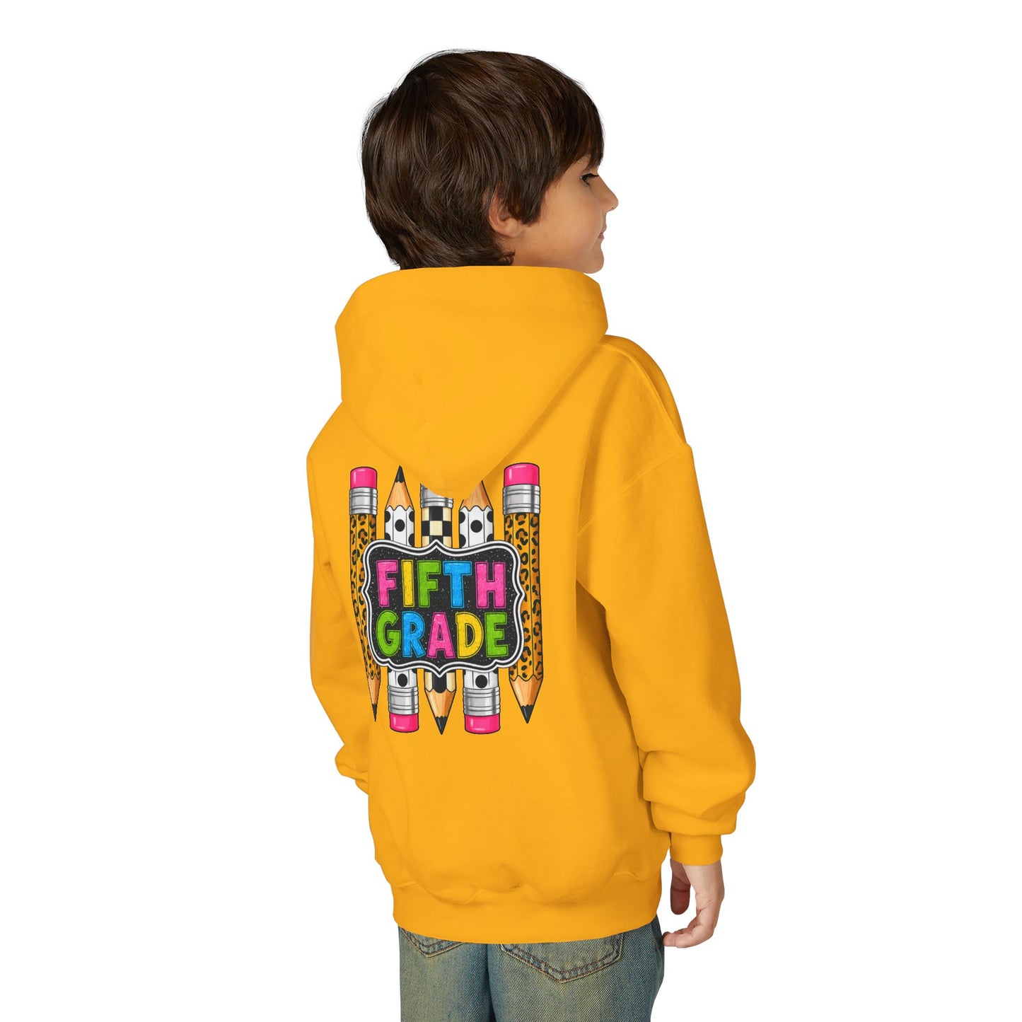 Fifth Grade Kids Hoodie — Colorful Pencil Back‑to‑School Sweatshirt for Students