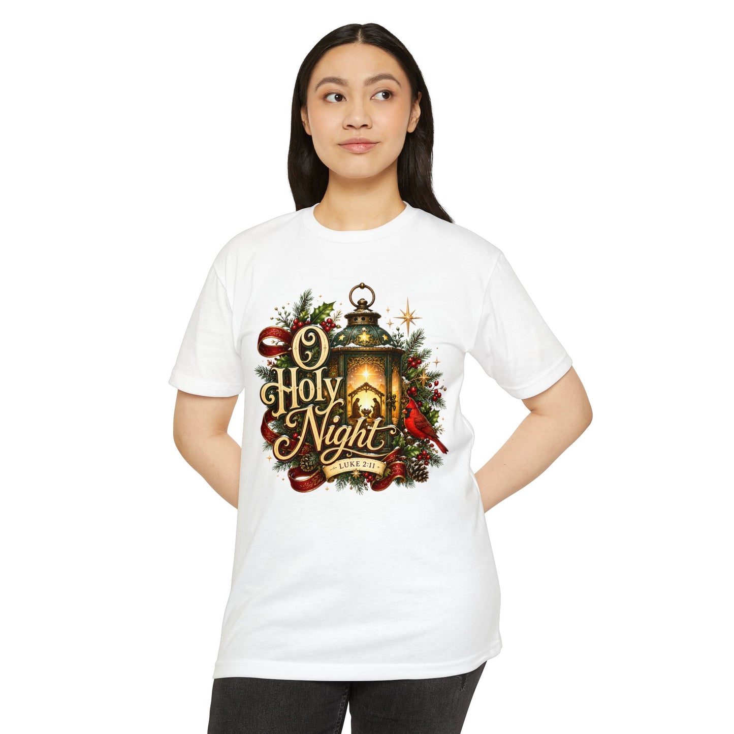 O Holy Night Lantern Christmas T-Shirt — Nativity Carol Holiday Tee