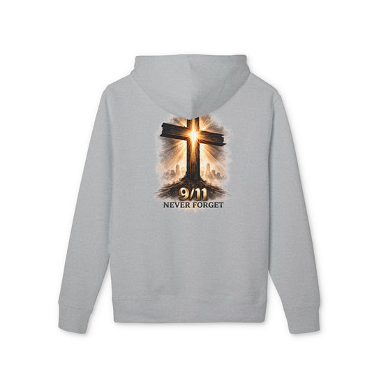 9/11 Never Forget Hoodie — Memorial Cross Tribute Sweatshirt