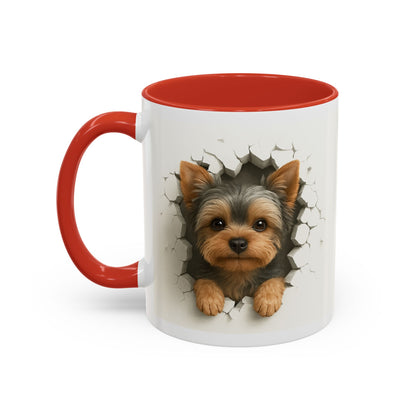 Yorkshire Terrier Peekaboo Coffee Mug – Cute Yorkie Dog Accent Mug (11/15oz)