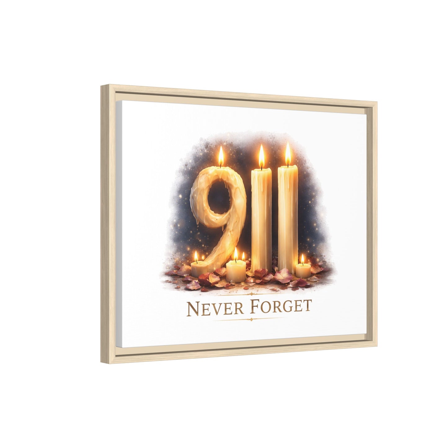 9/11 Never Forget Framed Canvas Print