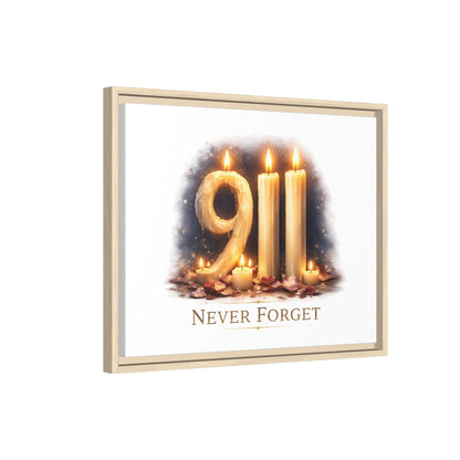 9/11 Never Forget Framed Canvas Print