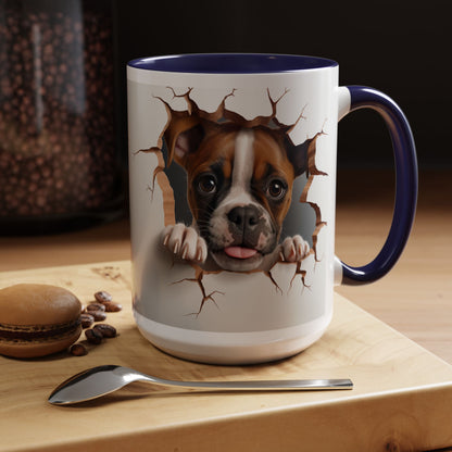 Boxer Puppy Peeking Coffee Mug — Cute Dog 11/15oz Accent Mug