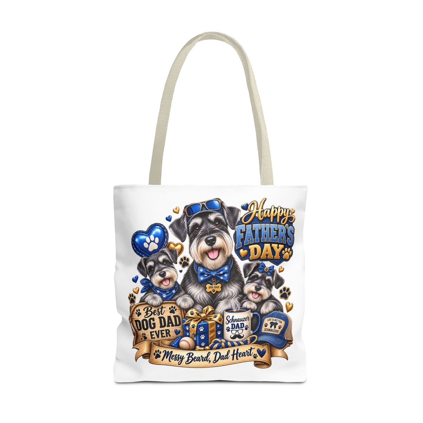 Father’s Day Dog Dad Tote Bag – “Happy Father’s Day” Schnauzer Design