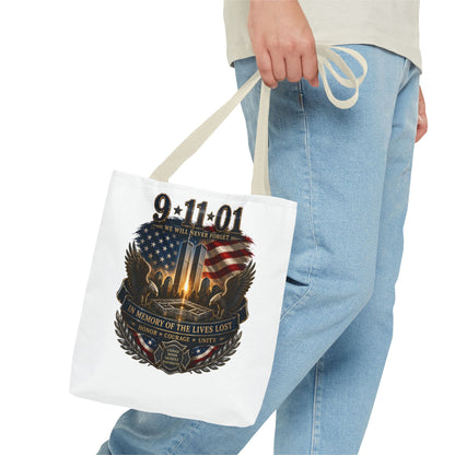 9/11 Memorial Tote Bag — We Will Never Forget Tribute Tote