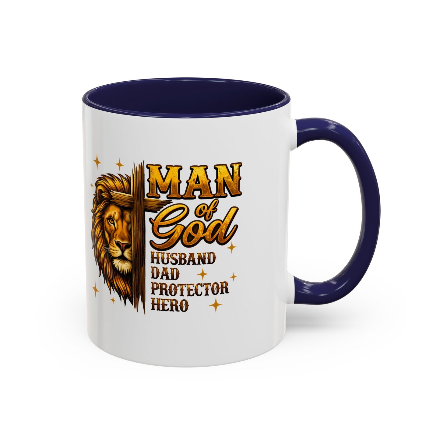 Man of God Lion Coffee Mug — 'Man of God' Religious Gift for Husband, Dad, Protector