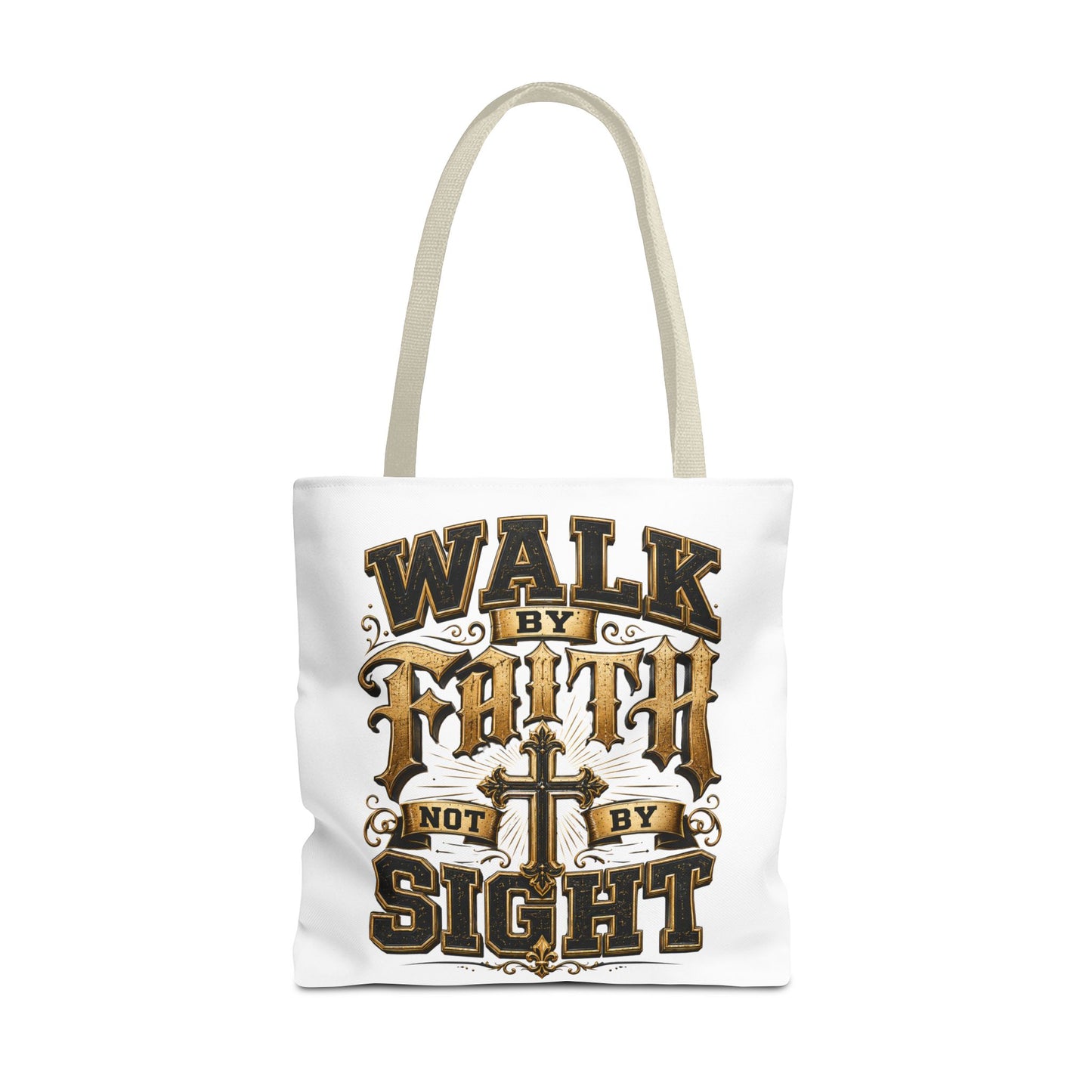 Walk by Faith Tote Bag — Christian Inspirational Cross Tote