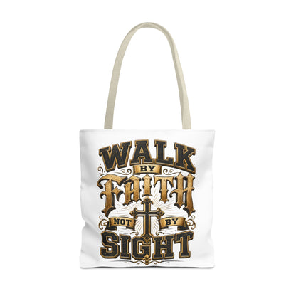 Walk by Faith Tote Bag — Christian Inspirational Cross Tote