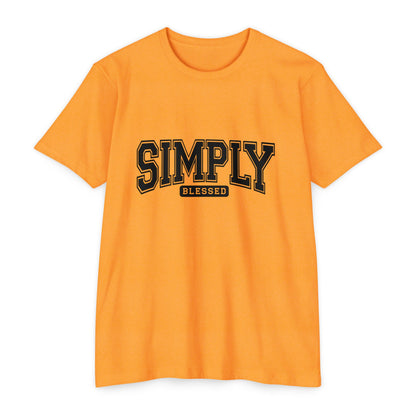 Simply Blessed T-Shirt — Vintage Collegiate Script Faith Tee