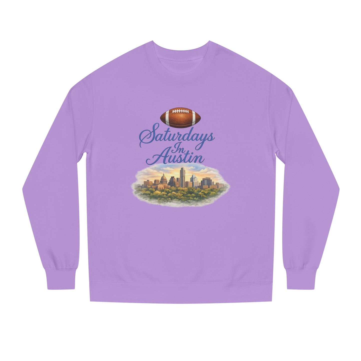Saturdays in Austin Crewneck Sweatshirt — Floral Football City Skyline Design